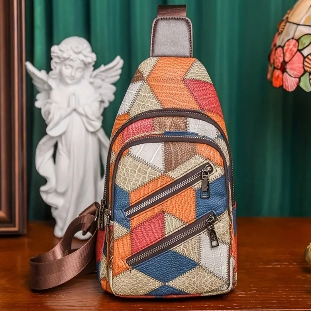Vintage Colorblock Sling Bag foren and woman